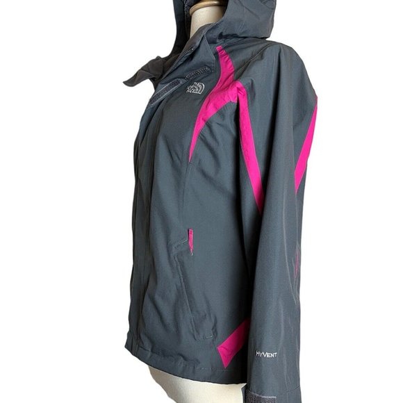 The North Face Jacket Girls L 14 16 Hy Dry Vent Hood Zip Gray Pink Waterproof - Picture 3 of 7
